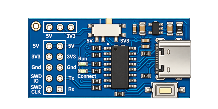 CH549 WCH-Link clone, top view. The button is at the bottom right, next to the USB-C connector.
